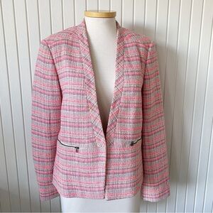Halogen Pink Cream Tweed-like Jacket Blazer Size XL